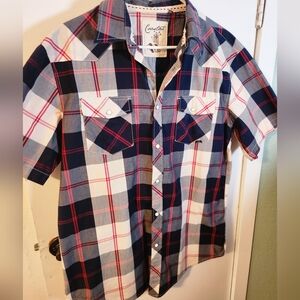 Coastal Clothing Company short sleeve snap-front plaid shirt Size Xl